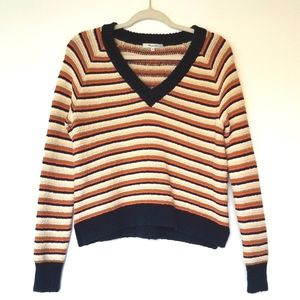 Madewell Striped V-Neck Pullover Sweater  …